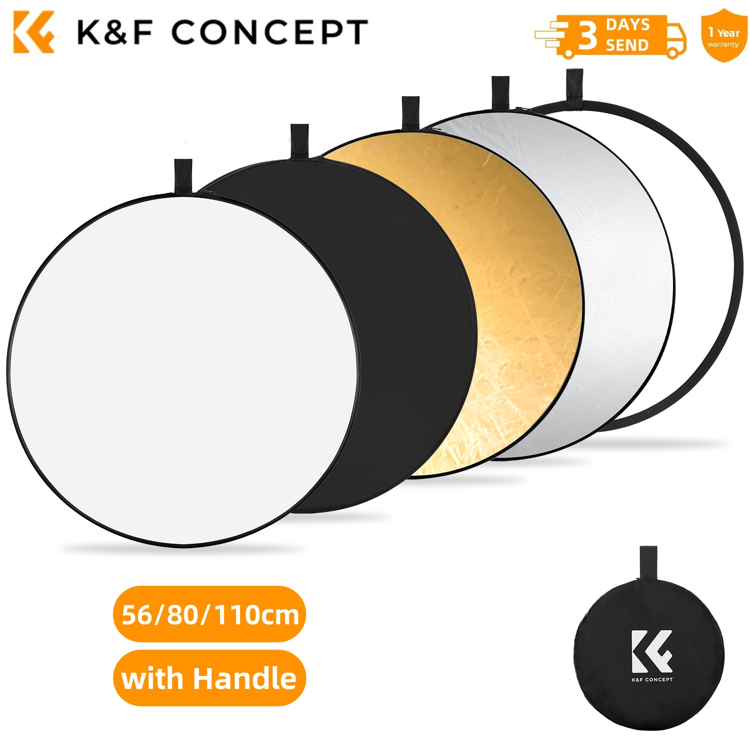 Photography Lighting Reflector - K&F CONCEPT 56/80/110cm 5-en-1 Accessoire de