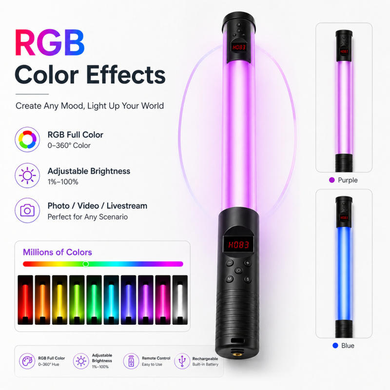 Baguette lumineuse vidéo RGB p - Photography Lighting For Indoor avis et prix